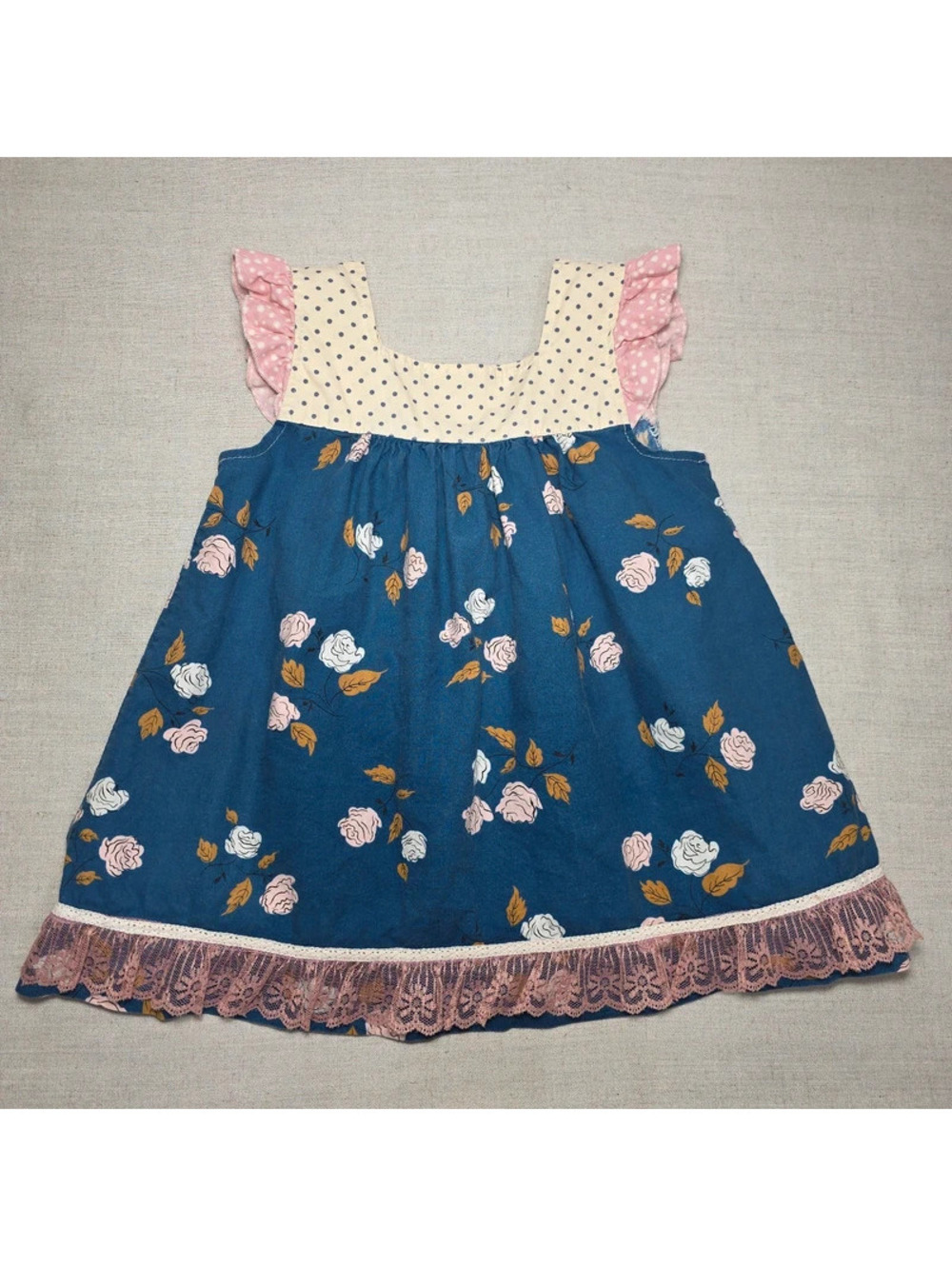 Vintage Matilda Jane Platinum Dress Size 6 Born 4/10 Floral Lace Ruffle